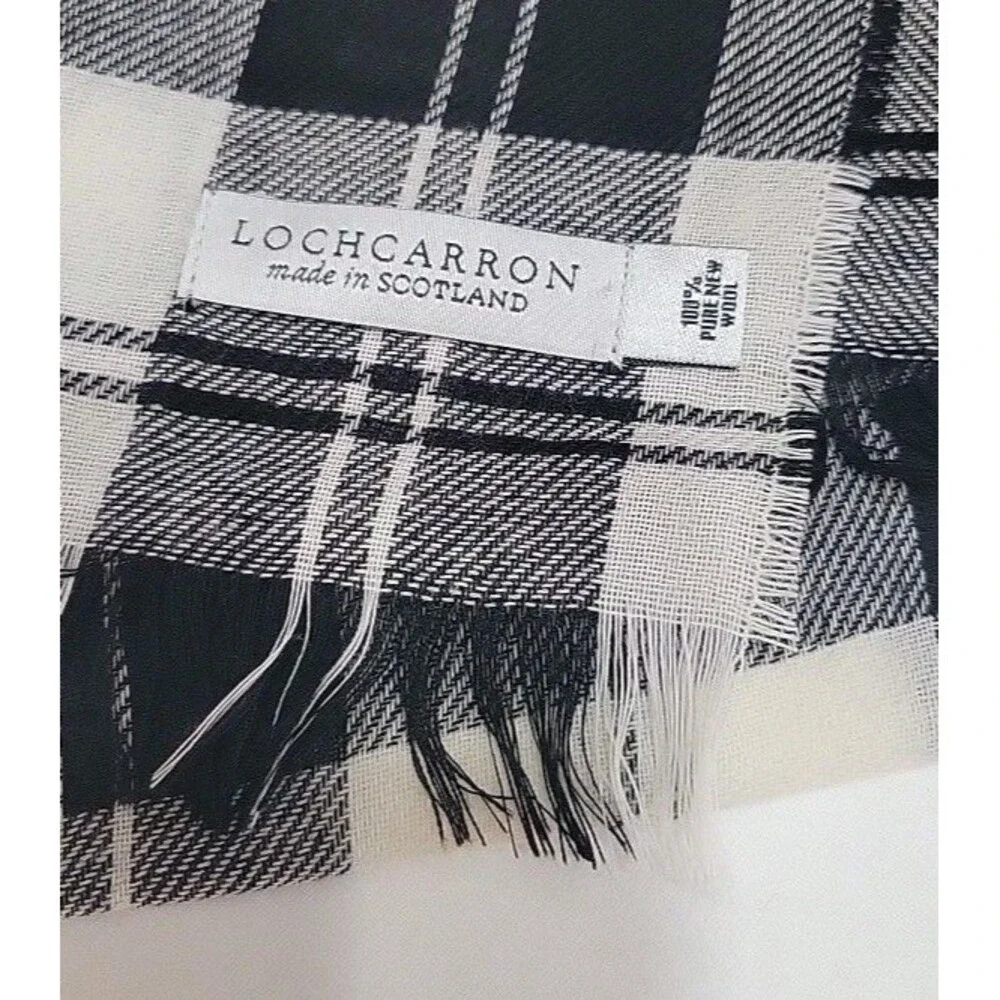 Lochcarron of Scotland 100% Pure New Wool Scarf - Black & White Tartan